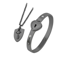 Load image into Gallery viewer, Couples Necklace and Bracelet Lock Key Set