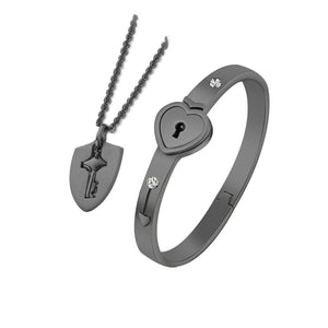 Couples Necklace and Bracelet Lock Key Set