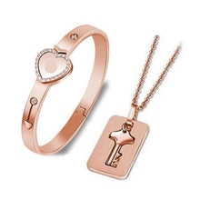 Load image into Gallery viewer, Couples Necklace and Bracelet Lock Key Set