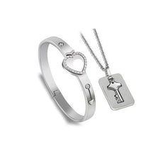 Load image into Gallery viewer, Couples Necklace and Bracelet Lock Key Set