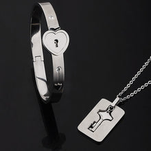 Load image into Gallery viewer, Couples Necklace and Bracelet Lock Key Set