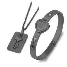 Load image into Gallery viewer, Couples Necklace and Bracelet Lock Key Set