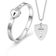 Load image into Gallery viewer, Couples Necklace and Bracelet Lock Key Set