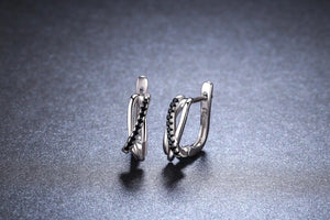 Silver Black Spinel Stone Earring