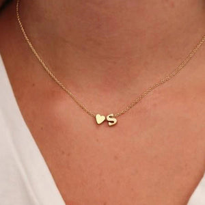 Tiny Love Heart Personalized Initial Letter Necklace