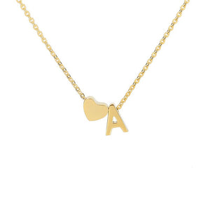 Tiny Love Heart Personalized Initial Letter Necklace