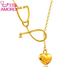 Load image into Gallery viewer, Women Heart  Stethoscope Pendant Necklace