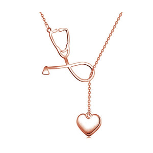 Women Heart  Stethoscope Pendant Necklace