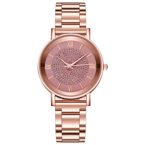 Diamond Shape Quartz Rose Gold Ladies Wrist Watches