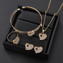 Load image into Gallery viewer, 5 Pieces Heart Gold Color Crystal Set