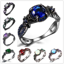 Load image into Gallery viewer, Black Gun Crystal Birthstone Women Ring