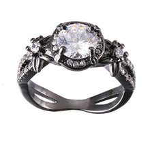 Load image into Gallery viewer, Black Gun Crystal Birthstone Women Ring