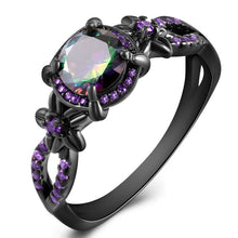 Load image into Gallery viewer, Black Gun Crystal Birthstone Women Ring