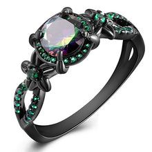 Load image into Gallery viewer, Black Gun Crystal Birthstone Women Ring